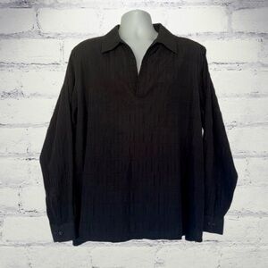 Kenneth Cole New York Black Textured Long Sleeve Popover Shirt Men’s Size - XL